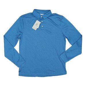 PGA Tour Moisture Wicking Long Sleeve Men's Golf Polo Shirt NWT Imperial Blue
